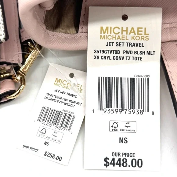 Michael Kors Jet Set Travel Extra-Small Top-Zip Tote Bag & Double Zip Wallet Set